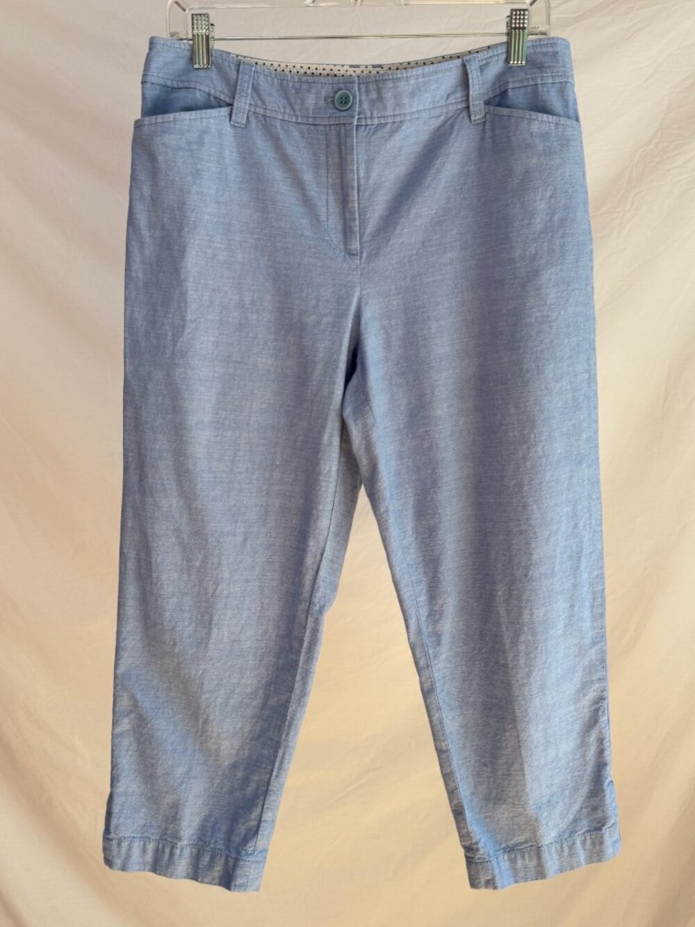 TALBOTS Light Blue Chambray Perfect Crop Pants Size 10P Petite